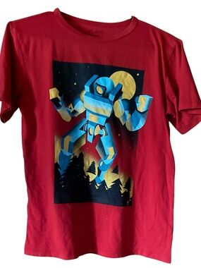 The Children's Place Boys Size XL 14 Red Short Sleeve Robot Graphic Tee Shirt